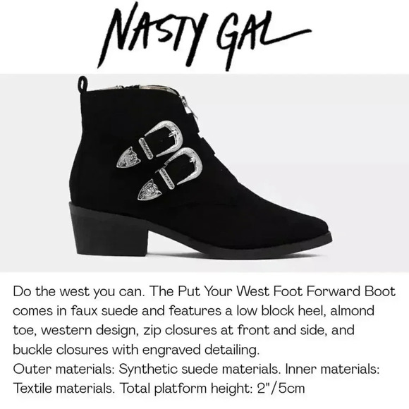 Nasty Gal Put Your West Foot Forward Marley Buckle Boot Boho Bootie Women's 5 - Picture 4 of 10